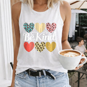 Three Neutral Hearts Women's Color Cotton Tank Top in White