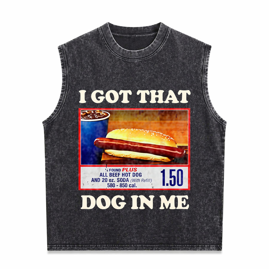 I Got That Dog in Me Combo 4th of July Meme Vintage Washed Tank Top in Black