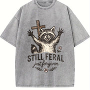 Still Feral Just Forgiven Vintage Washed T-Shirt in Gray