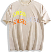 Neon Blue Sunkissed Preppy Beachy Preppy ClothesShirt Vintage Washed T-Shirt in Beige