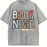 Book Nerd Retro Bookish Lover Retro for Booktok Librarian Vintage Washed T-Shirt in Gray