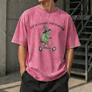 Off to Commit Tom Foolery Frog Vintage Washed T-Shirt in Red