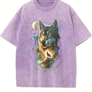 90s Howling Wolf Wilderness vintage washed oversized T-shirt in Purple