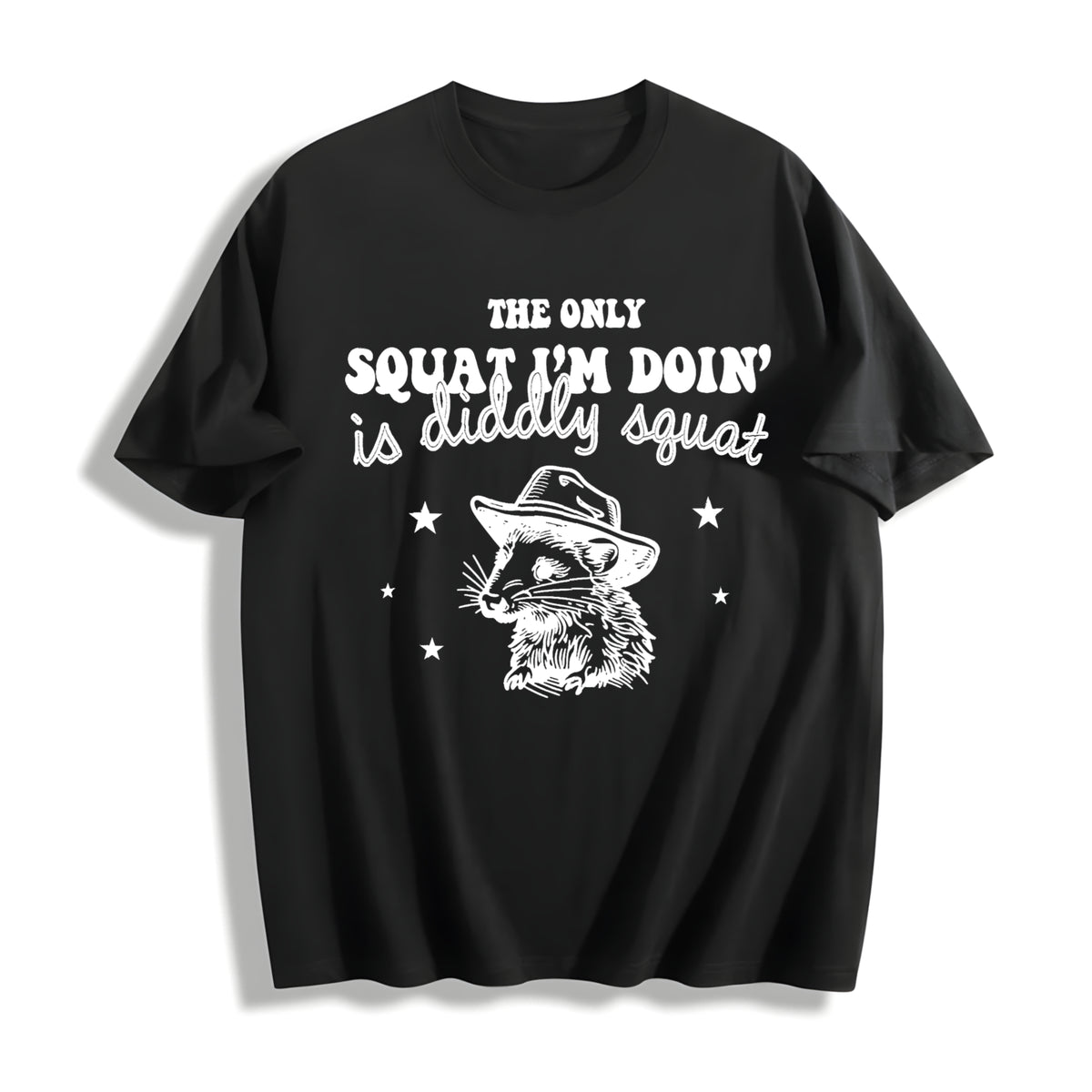 Diddly Squat Possum Cotton T-Shirt in Black