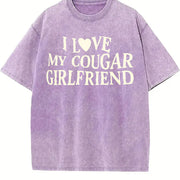 I Love My Cougar Girlfriend vintage washed oversized T-shirt in Purple
