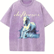 Retro Limited Deftones Tour Rock Band WHITE PONY Heavy vintage washed oversized T-shirt in Purple