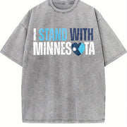 I Stand with Minnesota Vintage Washed T-Shirt in Gray