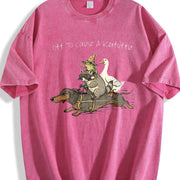 Off To Cause A Kerfuffle Dachshund Frog Meme vintage washed oversized T-shirt in Red