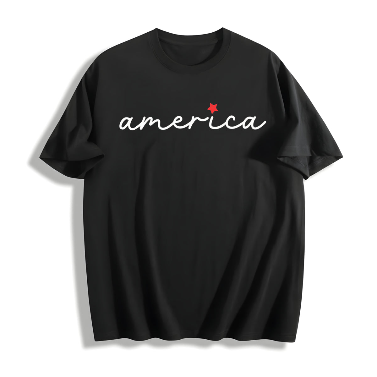America 4th of July Cotton T-Shirt in Black