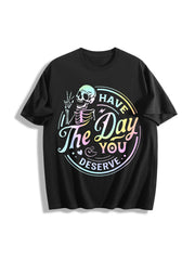 Skeleton Inspiration Cotton T-Shirt in Black