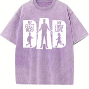 My First Hero My First Love Dad Vintage Washed T-Shirt in Purple