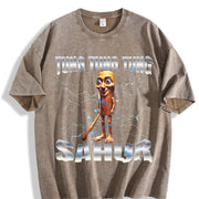 There Is Motion at Your Front Door Vintage Washed T-Shirt in Brown