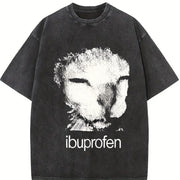 For Formal Urban Distressed Enthusiasts Vintage Washed T-Shirt in Black