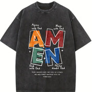 AMEN Agree With God Move With God vintage washed oversized T-shirt in Black
