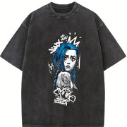 Retro Jinx x Powder Arcane: League of Legends Game vintage washed oversized T-shirt in Black