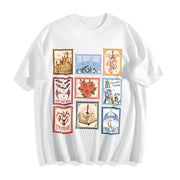 SJM Books Stamp Acotar Tog Crescent City for Bookish Fan Cotton T-Shirt in White