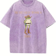 The Only Squat I'm Doin' Is Diddly Cowboy Frog vintage washed oversized T-shirt in Purple