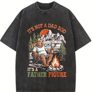 Retro Dad It's Not Just a Dad Bod It's a Father Figure Vintage Washed T-Shirt in Black