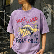 Roly-poly Cowboy Rodeo Cowgirl Vintage Washed T-Shirt in Purple