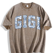 Floral Gigi for Gigi Grandma vintage washed oversized T-shirt in Brown