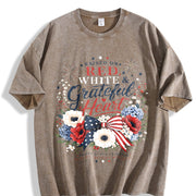 Raised on Red White and Grateful Heart Vintage Washed T-Shirt in Brown