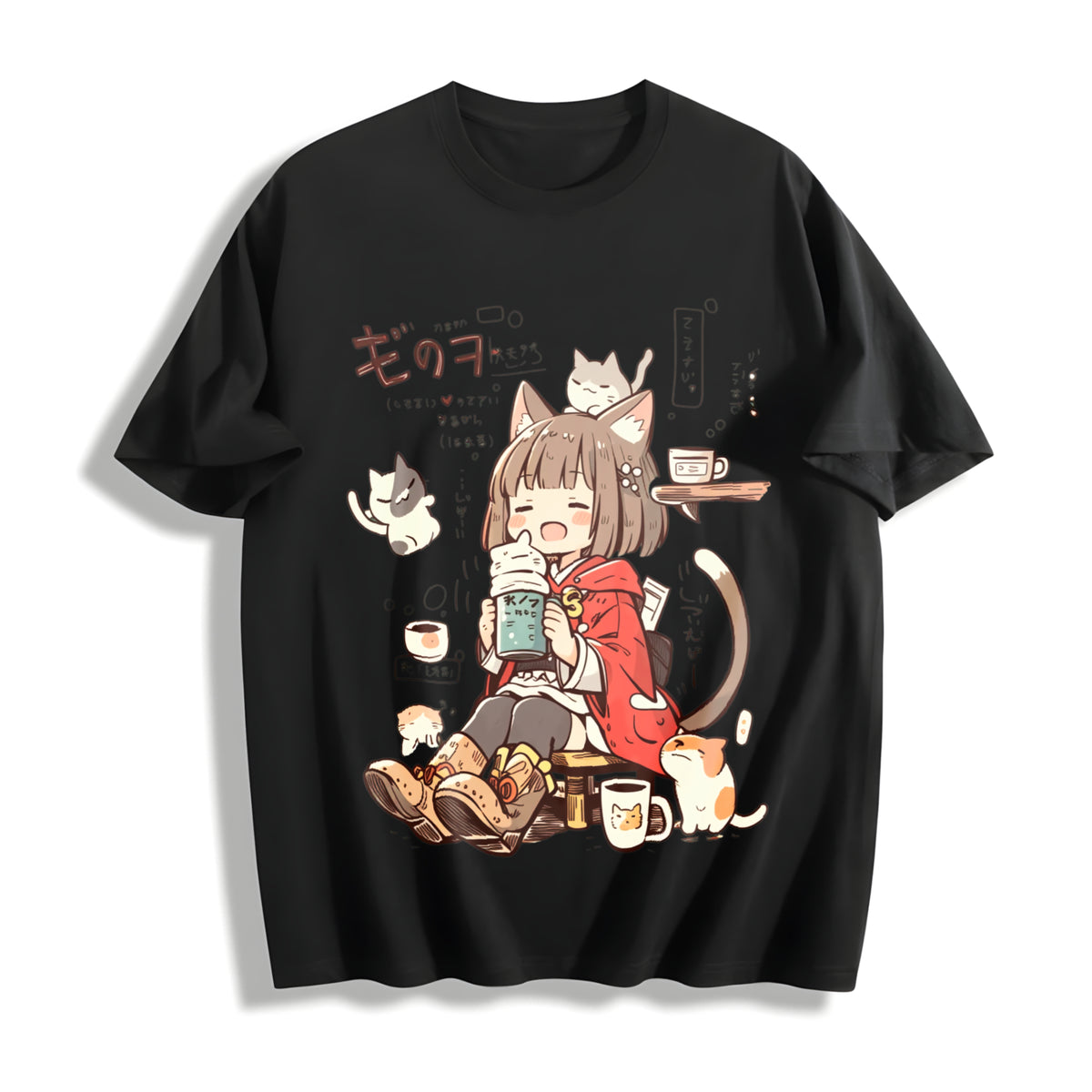 Spring and New Arrivals a Cat Ear Cotton T-Shirt in Black