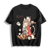 Spring and New Arrivals a Cat Ear Cotton T-Shirt in Black
