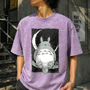 Forest Spirit Adventure Anime Vintage Washed T-Shirt in Purple