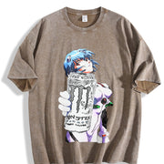 Rei Ayanami X Monster Vintage Washed T-Shirt in Brown