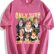 Only Judy Can Judge Me and for autumn and winter vintage washed oversized T-shirt in Red