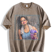 Glam Doll with a Shaker Bottle Vintage Washed T-Shirt in Brown
