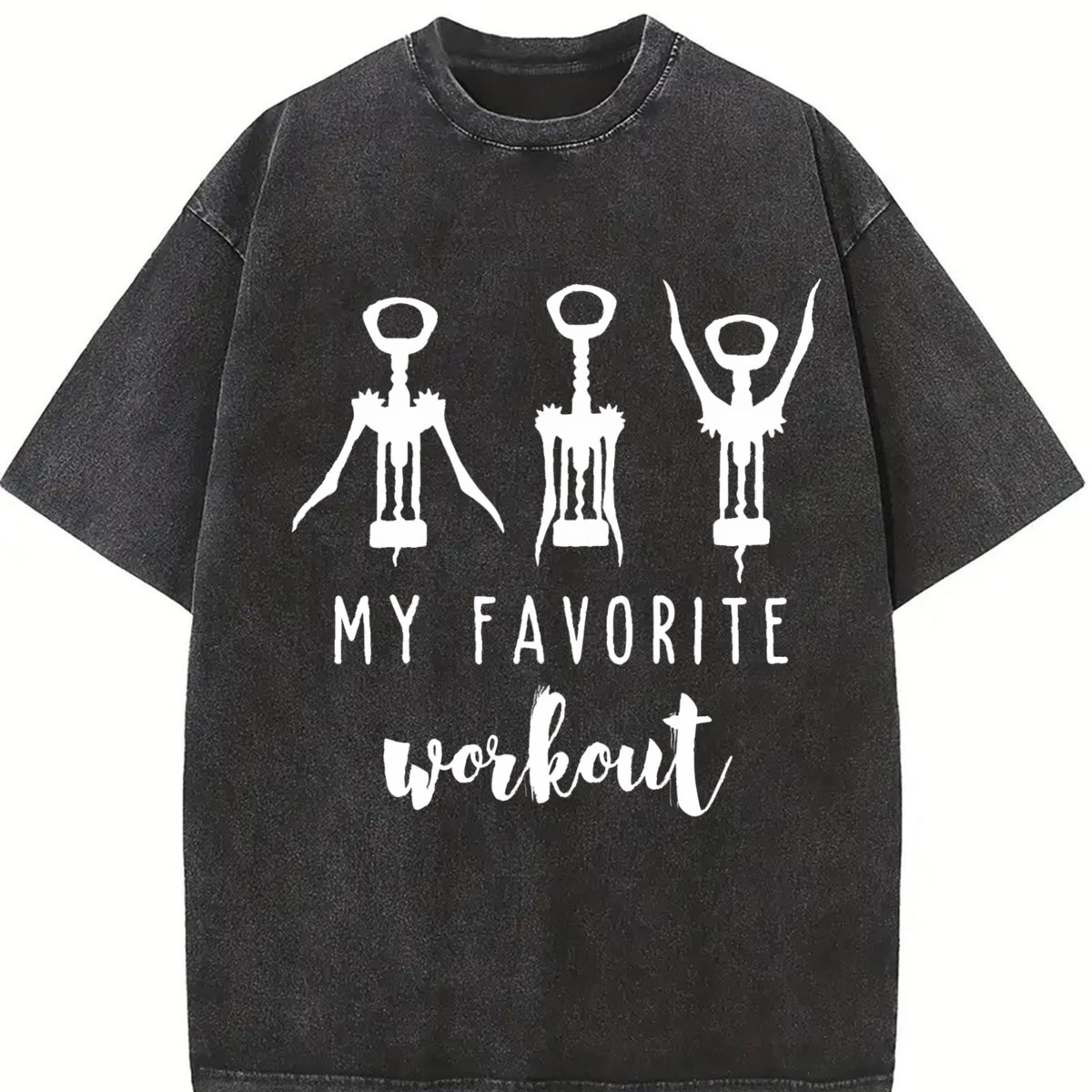 Wine Crock Screw Vintage Washed T-Shirt in Black