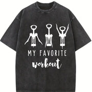 Wine Crock Screw Vintage Washed T-Shirt in Black