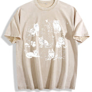 90s Cats Kitten Nature Vintage Washed T-Shirt in Beige