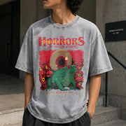 Horrors Are Never Ending Vintage Washed T-Shirt in Gray