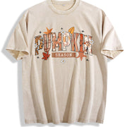 Pumpkin Season Retro Halloween Vintage Washed T-Shirt in Beige