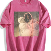 Glam Doll with a Snowman Vintage Washed T-Shirt in Red