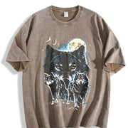 Wolf Spirit Classic 90s Vintage Washed T-Shirt in Brown