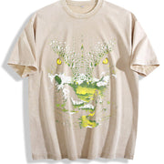 Fierce Green Tiger Vintage Washed T-Shirt in Beige