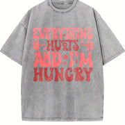 Everything Hurts And I'm Hungry Workout Gym Club vintage washed oversized T-shirt in Gray