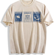 Jane Austen Pride and Prejudice Postage Stamp Bookish Book Vintage Washed T-Shirt in Beige