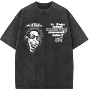Spiral Glasses Portrait Vintage Washed T-Shirt in Black