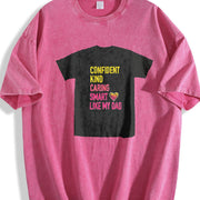 Confident Kind Caring Smart Like My Dad Vintage Washed T-Shirt in Red