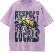 Respect the Locals Sea Turtle 90s Vintage Washed T-Shirt in Purple