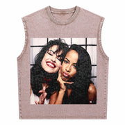 Selena and Aaliyah Vintage Washed Tank Top in Brown