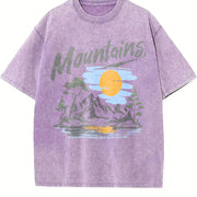 Mountains for Dad Friends Vintage Washed T-Shirt in Purple