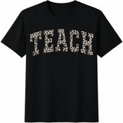 Leopard Teacher Suitab Cotton T-Shirt in Black
