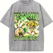 Pistachio Enthusiast 90s Vintage Washed T-Shirt in Gray