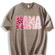 Valentines Mama Mom Love Vintage Washed T-Shirt in Brown