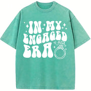 In My Engaged Era Engagement Vintage Washed T-Shirt in Blue